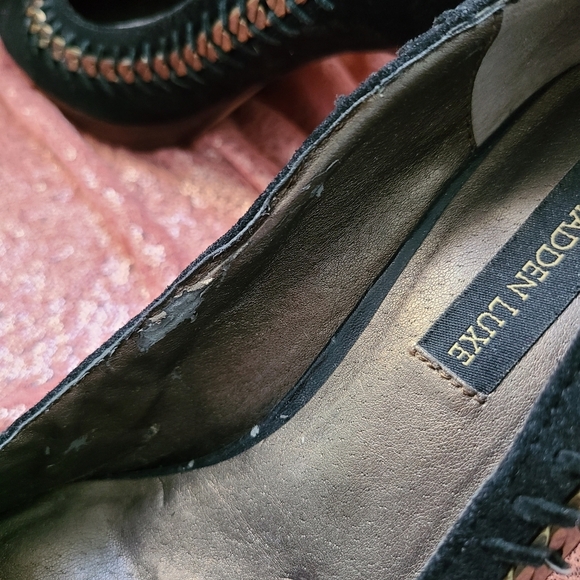 Steve Madden Luxe Jamie Platform Heels - Black Suede, Chain Detail, Size 8.5 - Picture 2 of 6